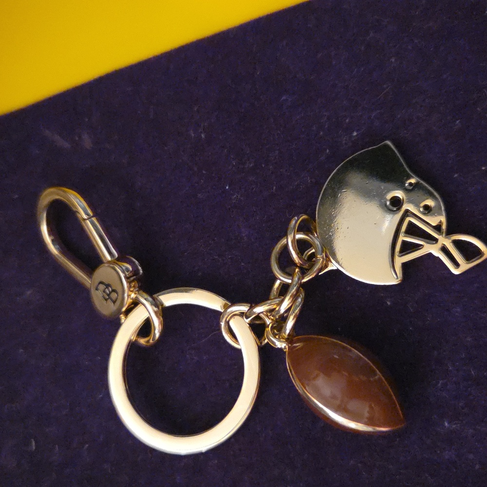 B-NEW: Dooney & Bourke Gold and Blue Keychain with Football Charm - Picture 12 of 13
